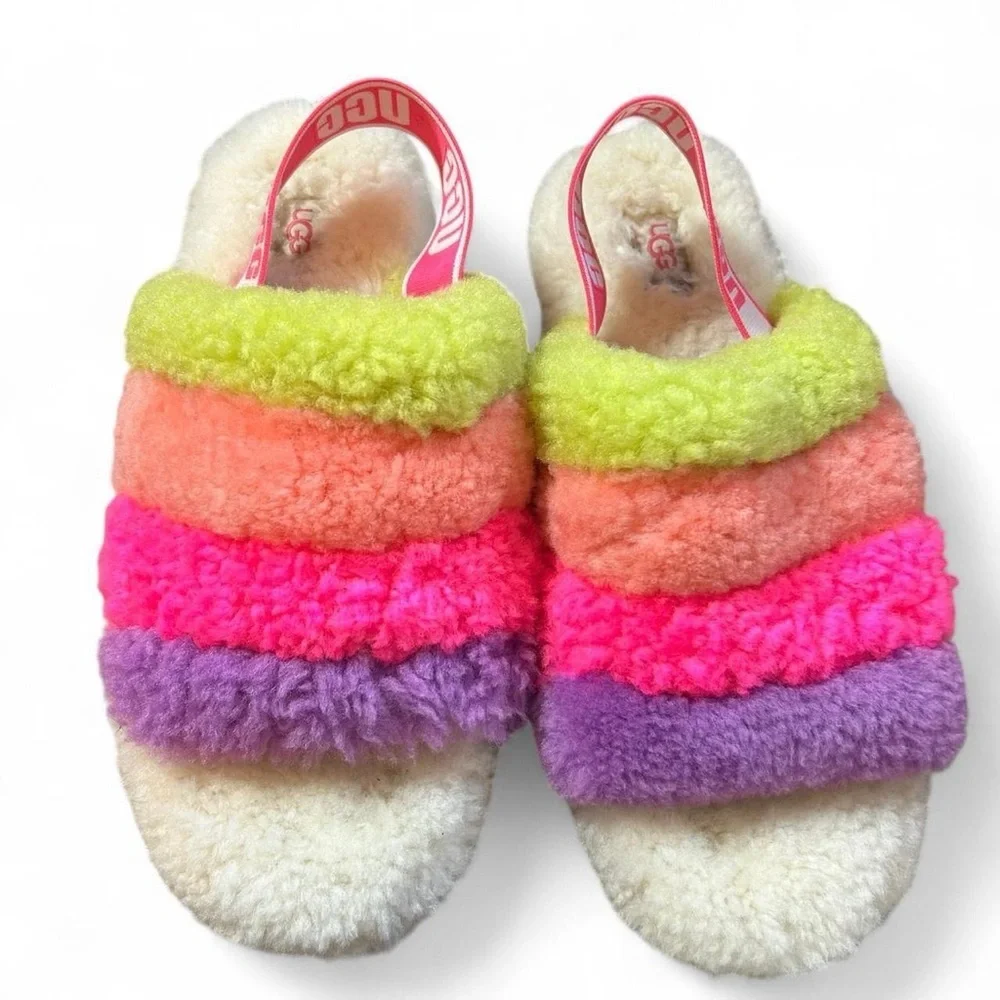 UGG Colorful Cozy Slippers – Women’s Size 10, Bright & Barely Worn - Picture 2 of 8